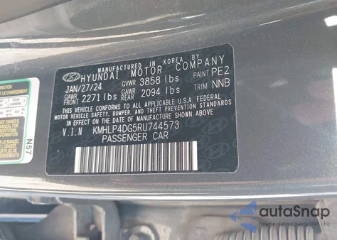2024 Hyundai Elantra Limited from USA, damaged, VIN KMHLP4DG5RU744573